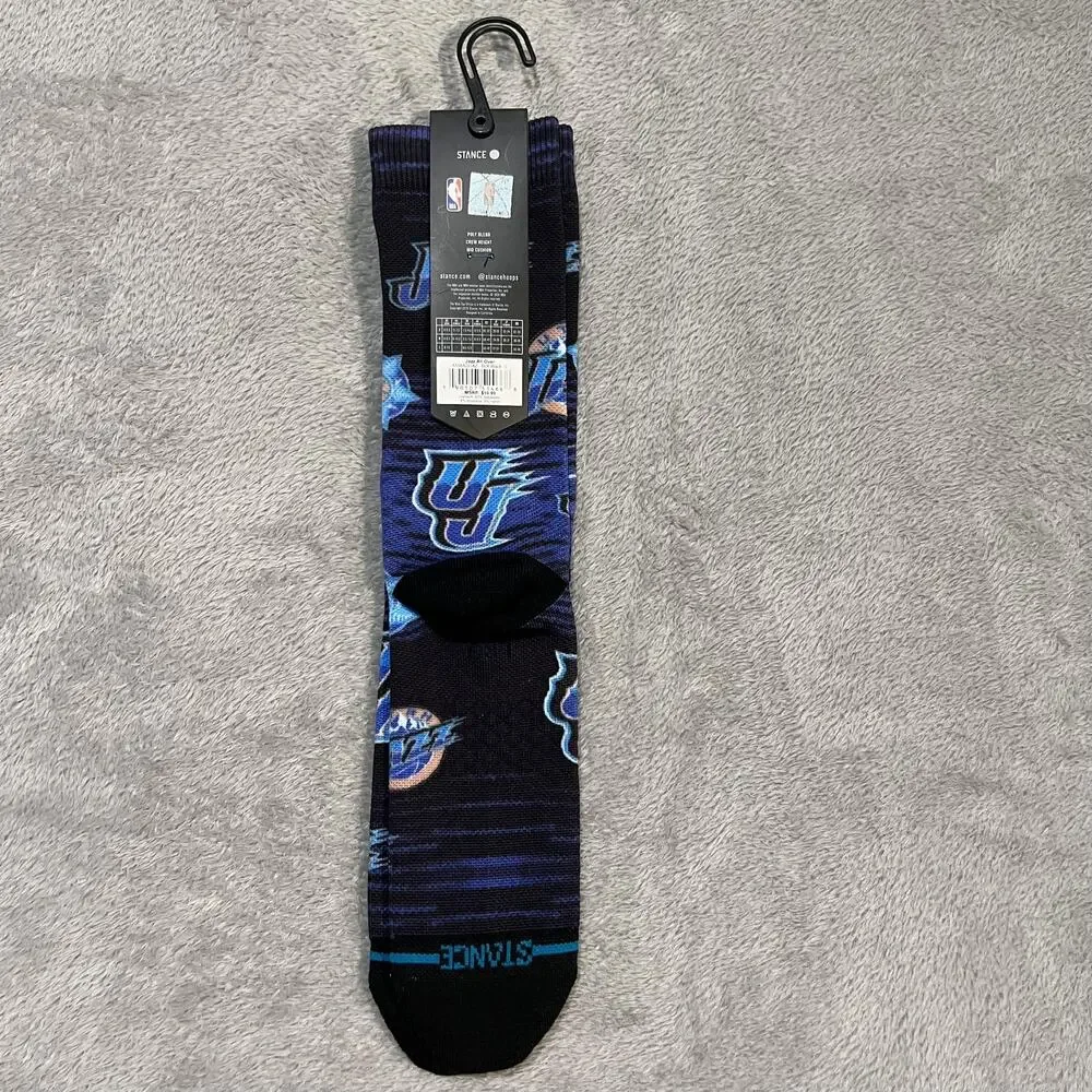 Utah Jazz Socks Mens Large Black Blue NBA Basketball Stance Hardwood Classics